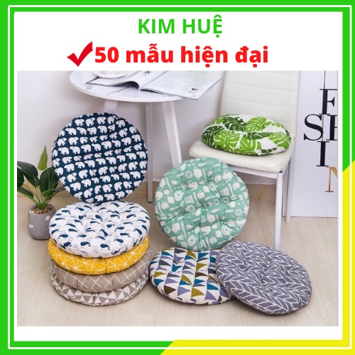 [Mã LIFEBKA5 giảm 10% tối đa 1 Triệu đơn 500k] Đệm ngồi bệt bàn trà tròn, đệm lót ghế thêu vi tính cỡ to 40x40cm tròn