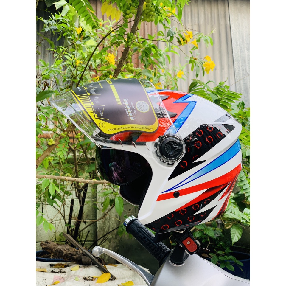 Mũ bảo hiểm 3/4 đầu M268 lên kính màu tem Dragon boy