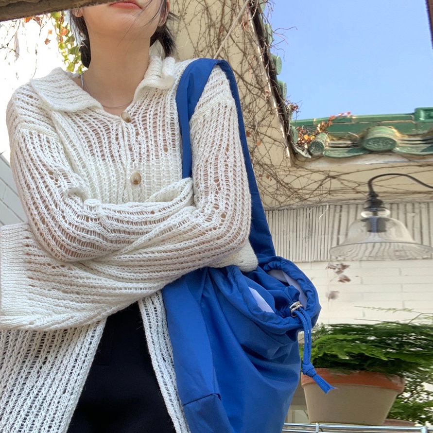 Áo Khoác Len Cardigan Màu Trắng Phong Cách Retro Mới 2022