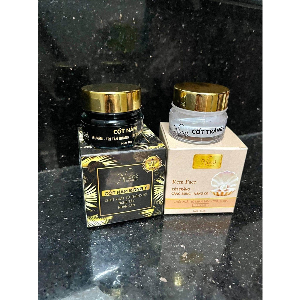 Combo 2 hộp Kem Face Cốt nám và Kem Cốt trắng nâng cơ ngày và đêm- Nicos Beauty 10g - Mẫu mới 2022