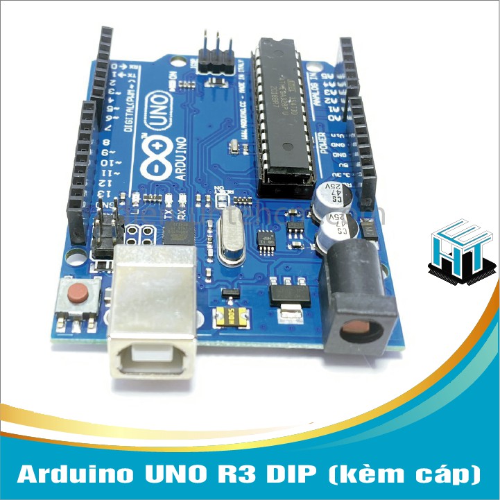 Arduino UNO R3 DIP có kèm dây cáp,Bộ nhớ flash 32 KB (ATmega328) với 0.5KB dùng bởi bootloader