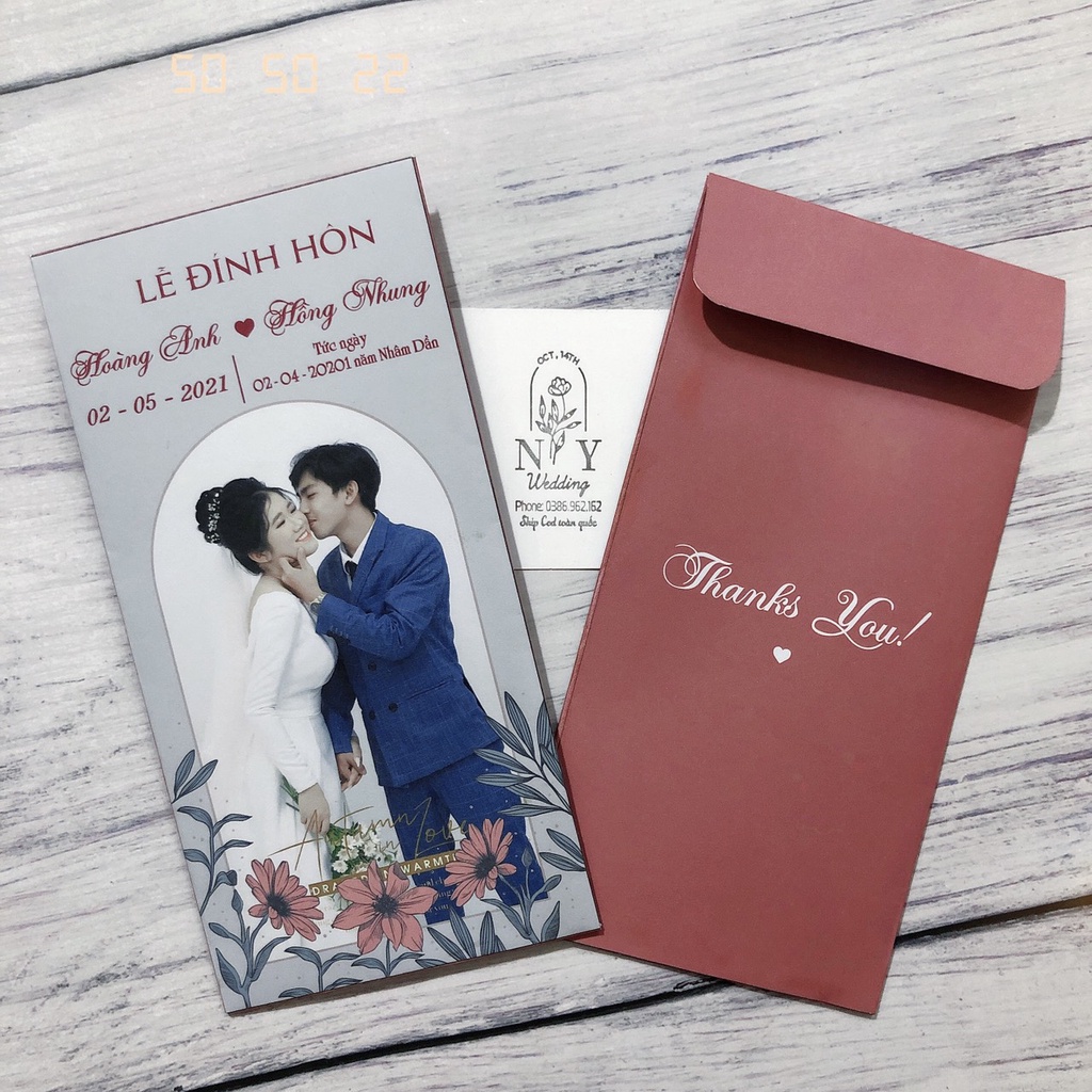 Lì xì ăn hỏi - Lì xì đám cưới in hình dâu rể nhiều mẫu