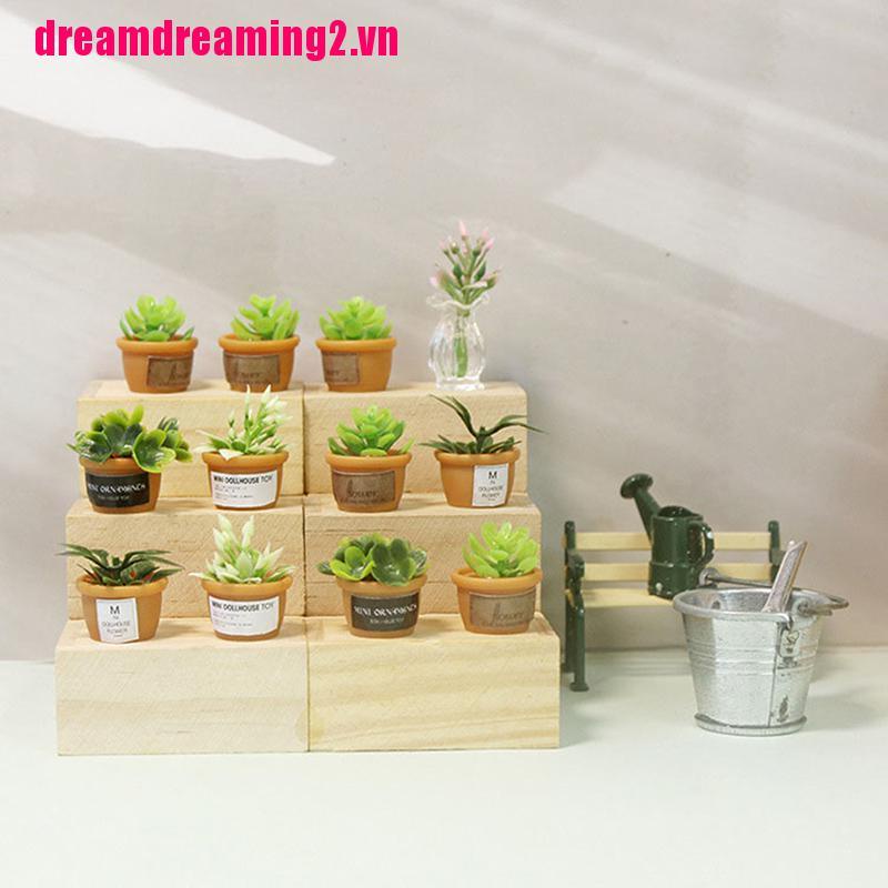 Bộ 4 Chậu Cây Mini Tỉ Lệ 1: 12 Dùng Để Trang Trí Nhà Búp Bê