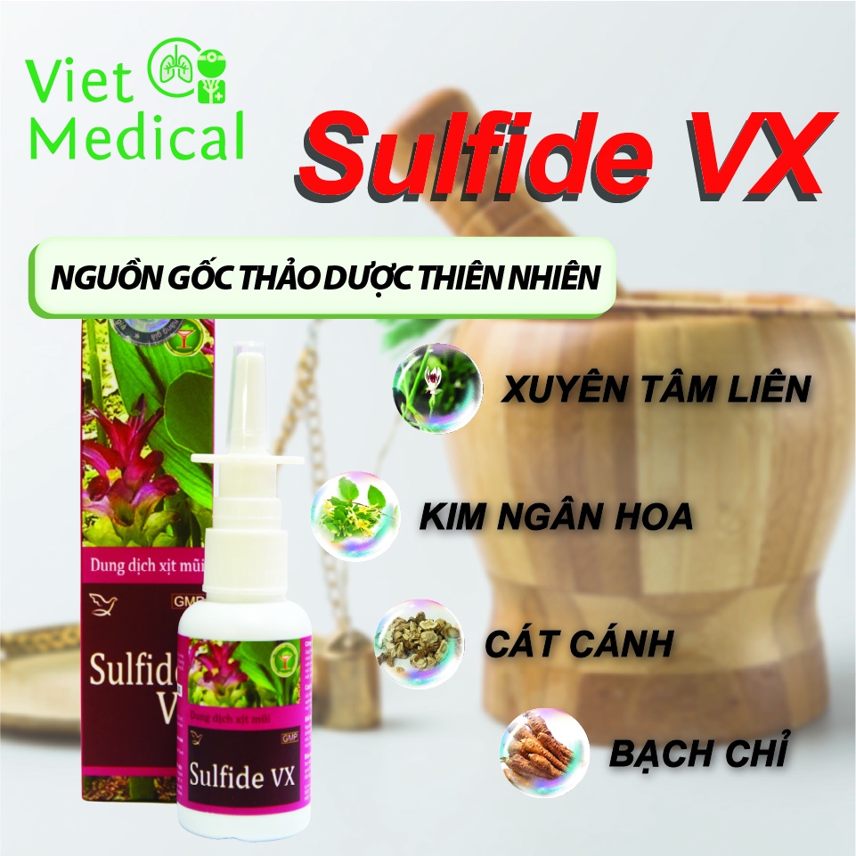 Chai xịt mũi Sulfide VX Việt Medical Hỗ trợ viêm xoang
