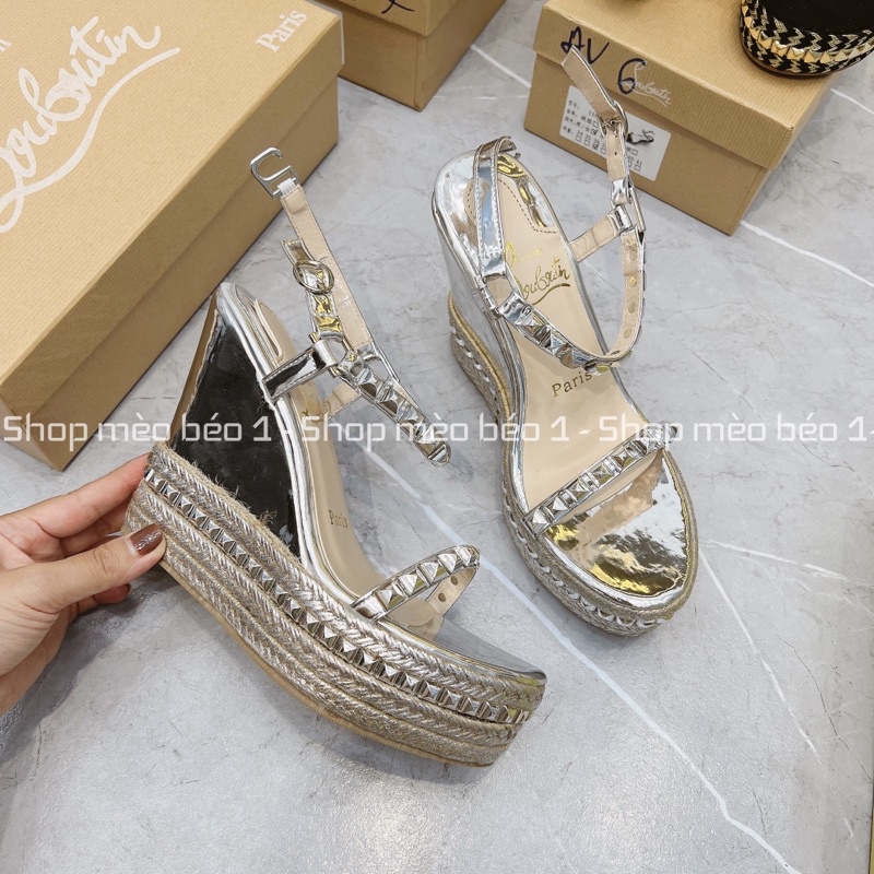 Sandal lbt quai ngang viền đinh đế xuồng cói fullbox