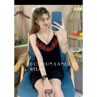 [45-75kg] Bộ đùi thun lạnh 2 dây phối ren
