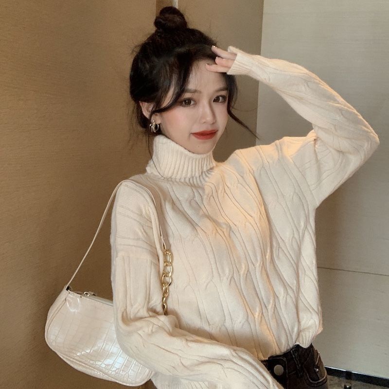 Áo Sweater Cổ Lọ Tay Dài Dáng Rộng Phong Cách Hàn Quốc Thời Trang Mùa Đông 2022