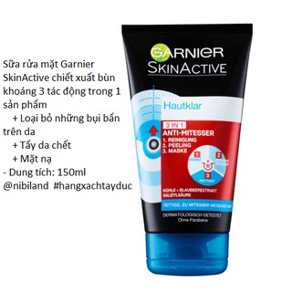 Sữa rửa mặt than hoạt tính 3 in 1 Garnier