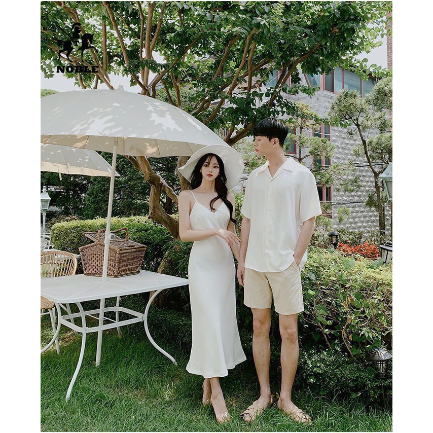 Set đồ đôi couple sơ mi nam - đầm nữ dự tiệc, chụp hình, du lịch phong cách thời trang NB11 (Kèm ảnh thật)