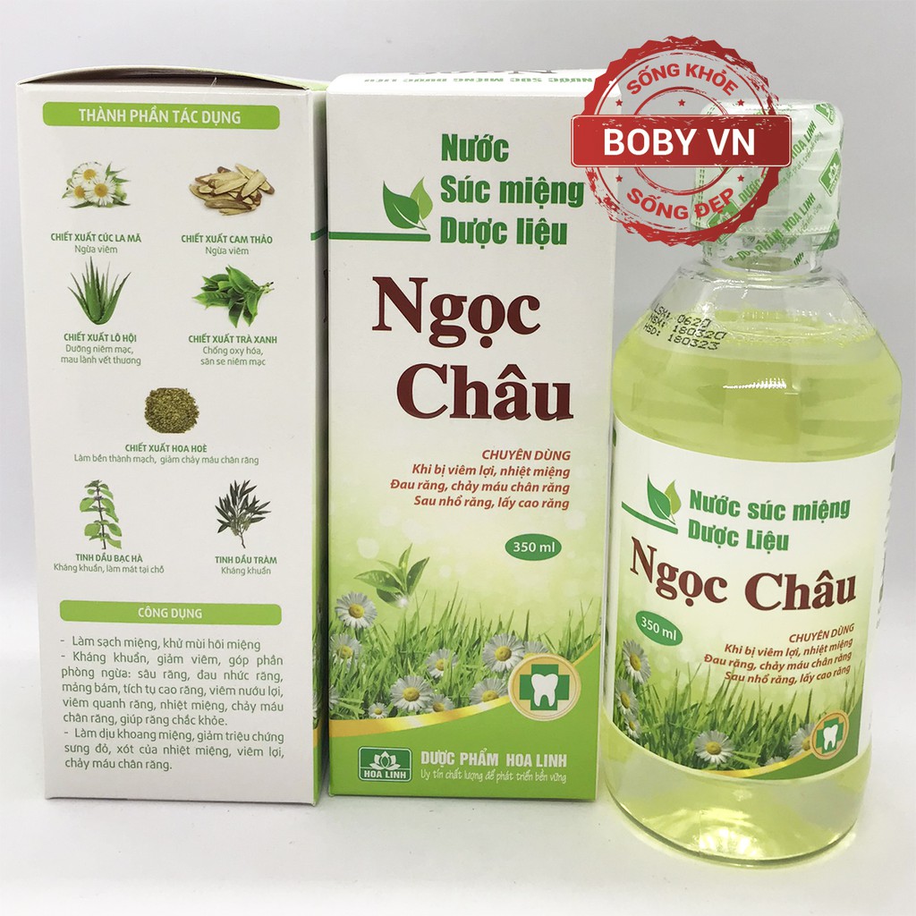 Nước súc miệng dược liệu Ngọc Châu của Dược Hoa Linh - Chuyên dùng khi bị viêm lợi, nhiệt miệng, chảy máu chân răng