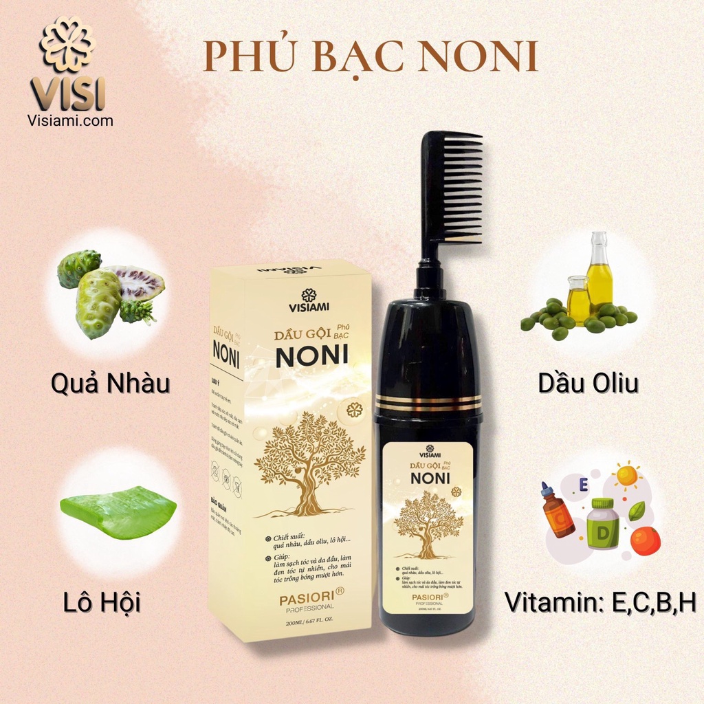 Dầu gội phủ bạc Noni Biotin Collagen 200ml  | Dầu gội nhuộm đen tóc tinh chất thảo dược - Wings Shop