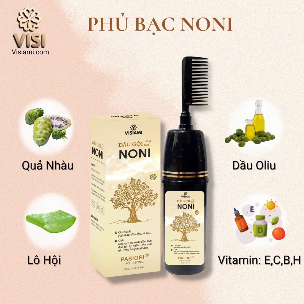 Dầu gội phủ bạc đen tóc Noni Biotin Collagen 200ml (kèm lược)|Wings Shop