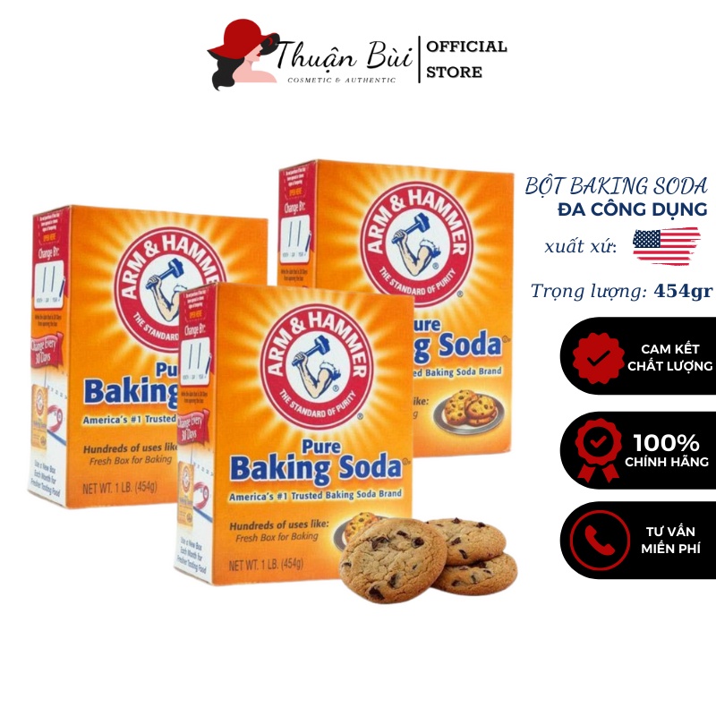 COMBO TIẾT KIỆM Bột Nở Baking Soda đa công dụng khử mùi, diệt khuẩn, tẩy rửa, chăm sóc da, bột làm bánh hộp giấy 454g