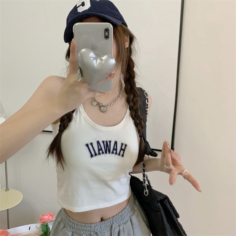 Áo Ba Lỗ Thể Thao Có Đệm Ngực Thêu Chữ Thời Trang Mùa Hè Cho Nữ