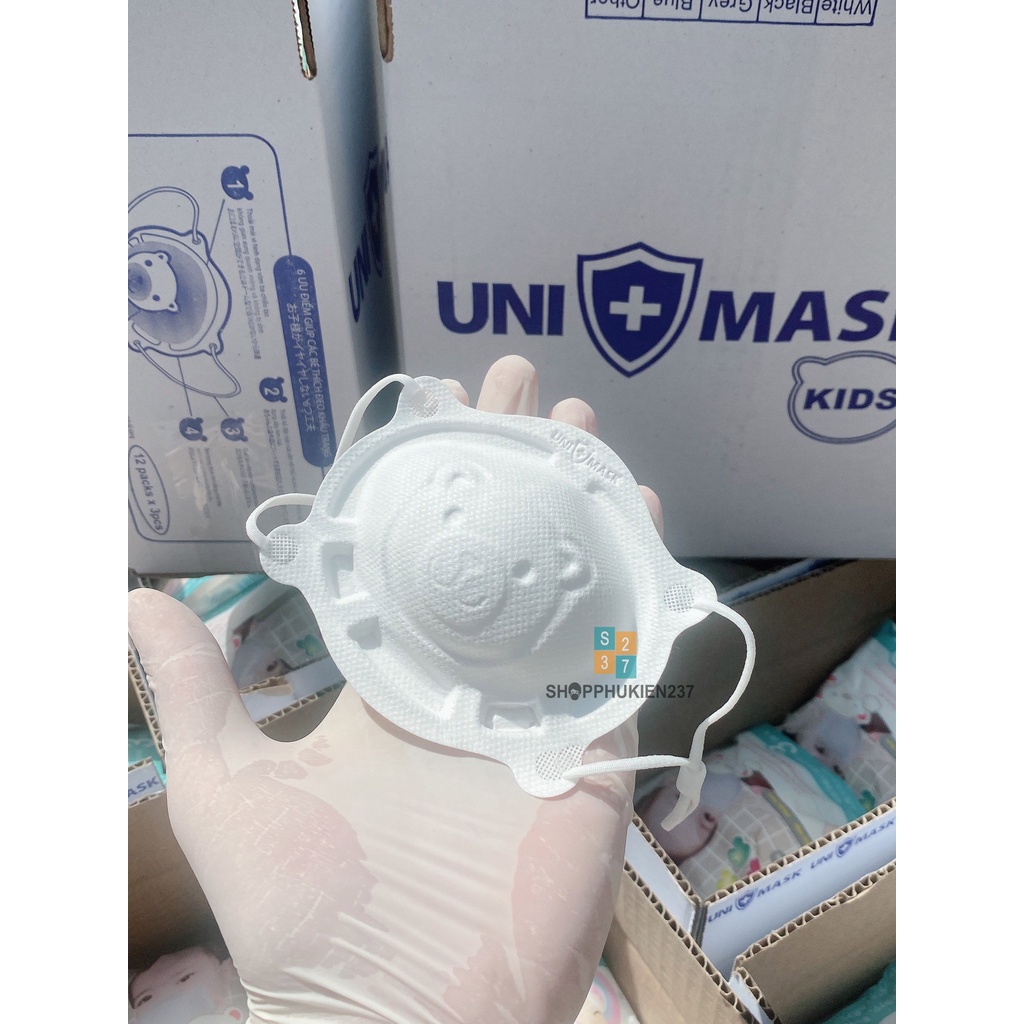 Khẩu Trang Gấu Sơ Sinh Uni Mask Cho Bé Nhỏ Set 3 Cái