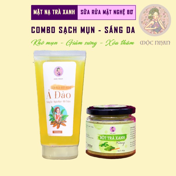 Bột trà xanh nguyên chất đắp mặt, Mặt nạ trà xanh, matcha giảm thâm, mụn, sáng da,mới thơm MỘC NHAN 100g handmade