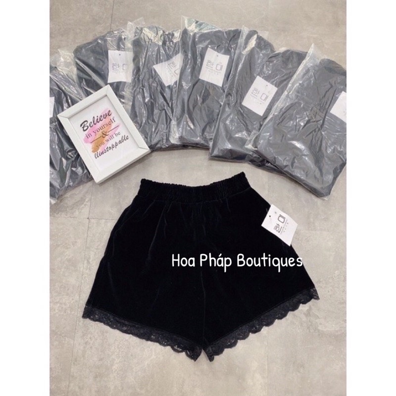 Rẻ Vô Địch  Quần short nhung viền ren nữ siêu đẹp (kèm ảnh thật)