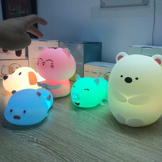 [Freeship - Ảnh thật+Clip] Đèn Ngủ Silicon Đổi Màu Hình Thú Cưng Dễ Thương