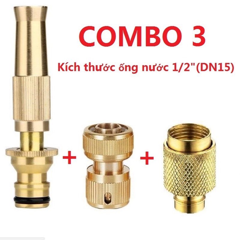 Đầu vòi xịt tăng áp lực nước mini bằng đồng tưới cây rửa xe cực mạnh kèm đai siết ống
