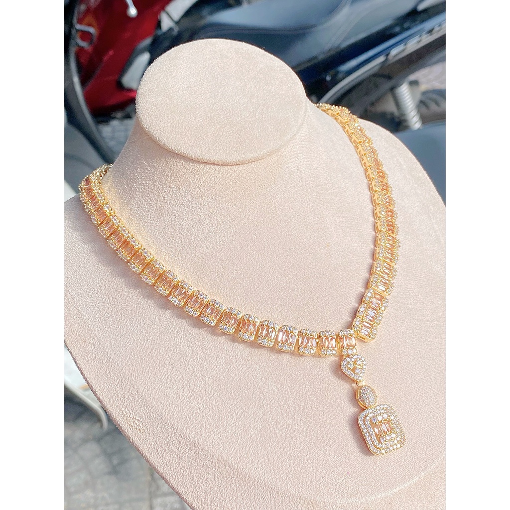 Dây chuyền đính đá UHA mạ vàng 18K - vàng trắng DC14