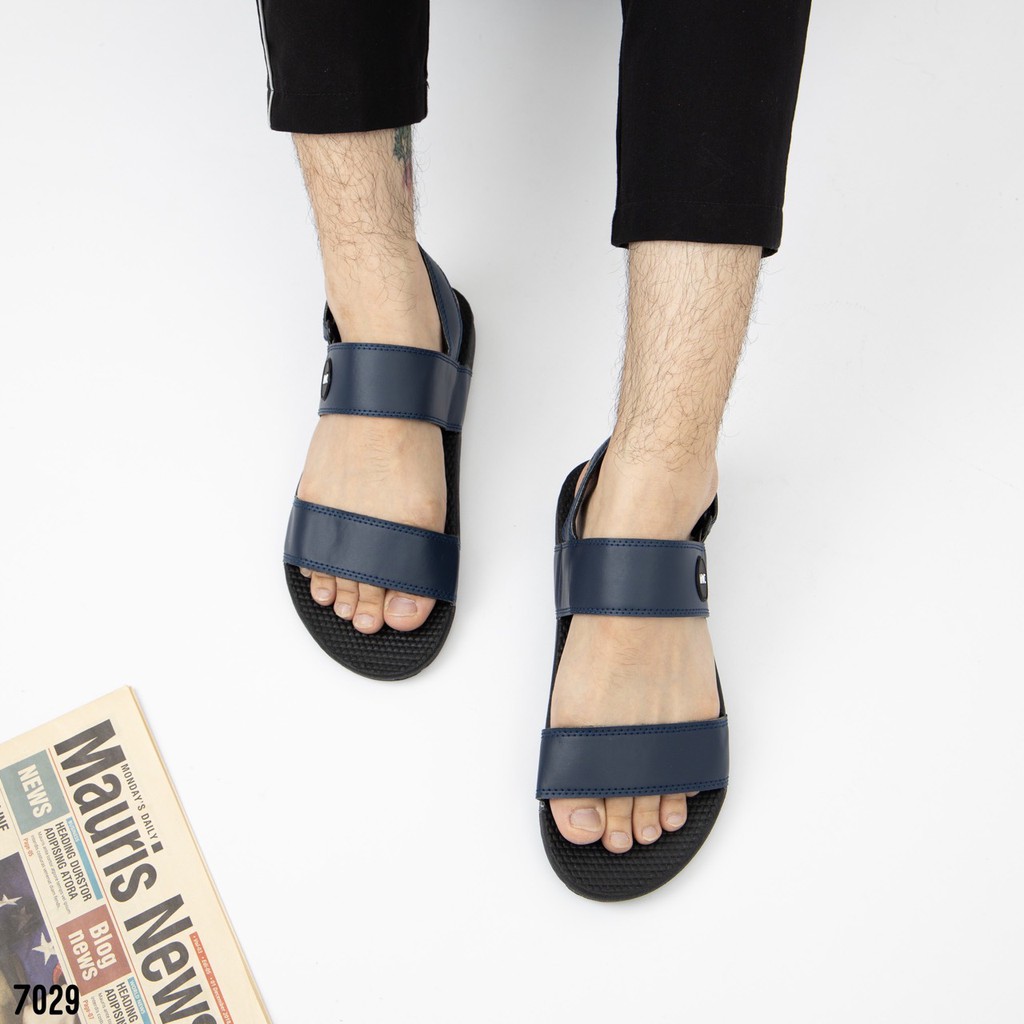 GIÀY SANDAL NAM MWC - SANDAL QUAI NGANG 3 MÀU ĐEN XÁM XANH ĐẾ CAO NĂNG ĐỘNG - NASD- 7029