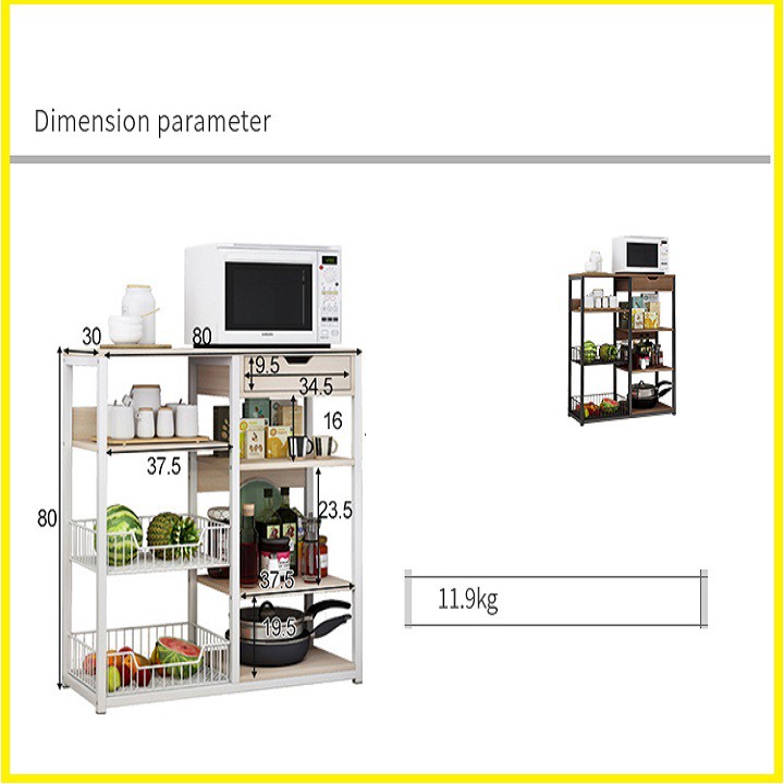 Kệ bếp vuông 6 ô 80x30x80 CÓ NGĂN KÉO