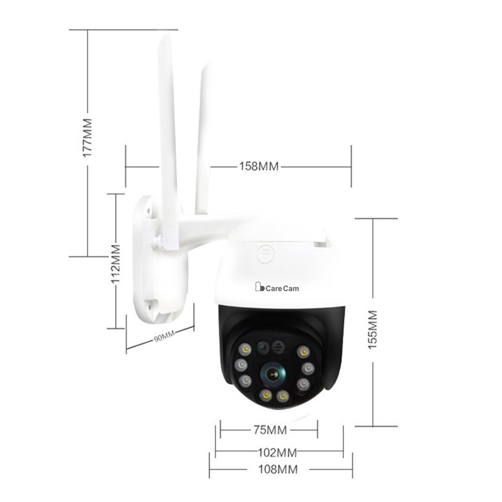 Camera wifi ngoài trời xoay 360 độ CARECAM  20HS300 PTZ 8 led 3.0MP Full HD - XEM ĐÊM CÓ MÀU - đàm thoại 2 chiều