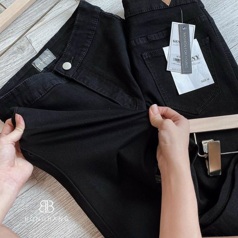 Quần JEANS ôm dài cạp cao chuẩn 2 vòng màu Đen❣️