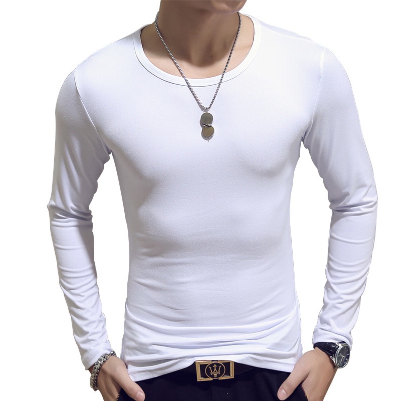 Áo thun nam dài tay cổ tròn màu trơn size M-3XL