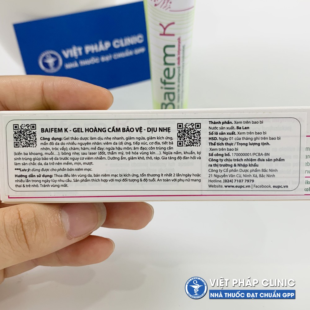 Baifem K 15g Gel Giảm Kích Ứng - Giảm Ngứa Da | BigBuy360 - bigbuy360.vn