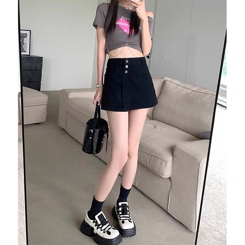 chân váy kaki chữ A lưng cao phong cách mới