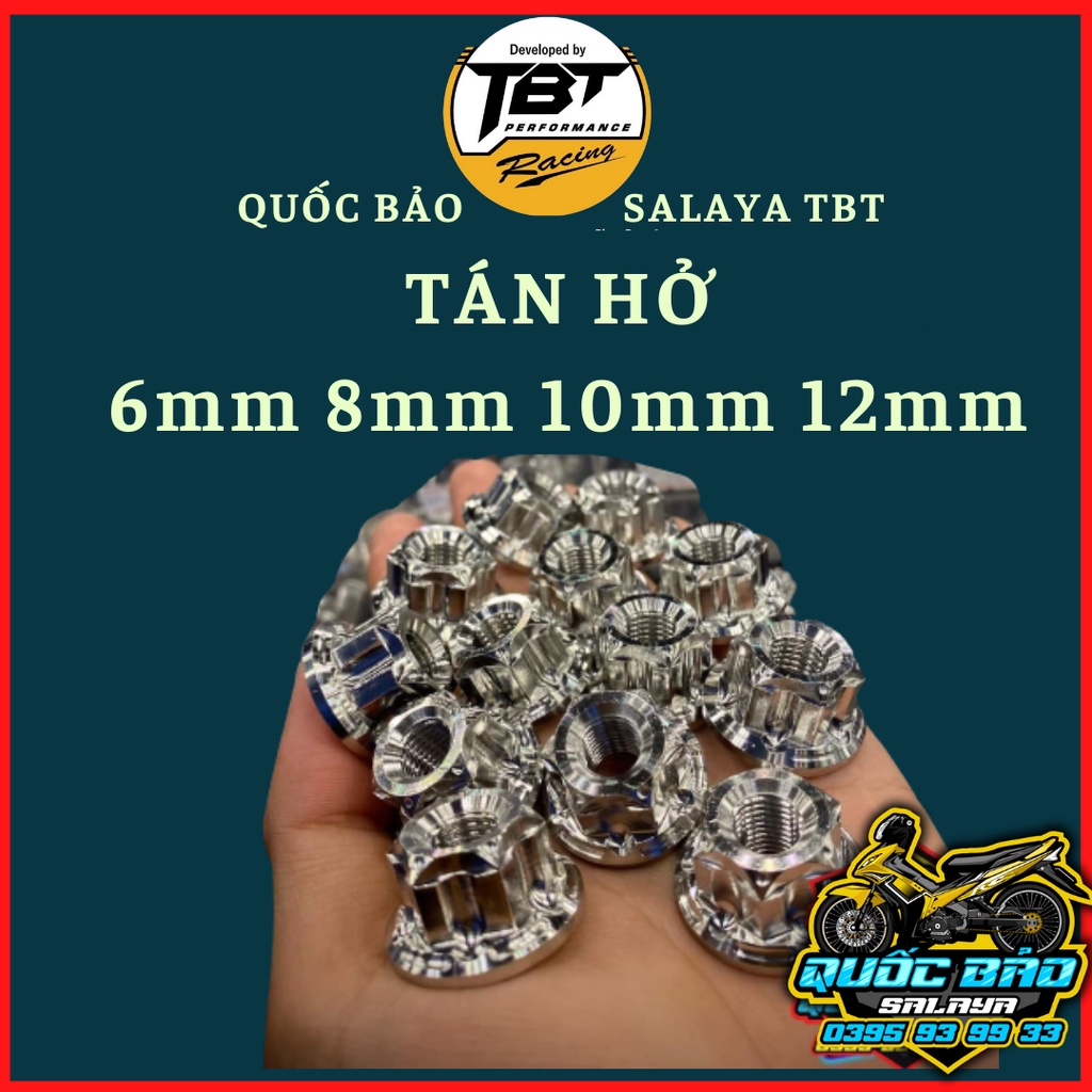 Tán salaya thái inox 304 đầu hở 6mm 8mm 10mm 12mm 14m gắn cùi dĩa, cốt bánh các dòng xe.