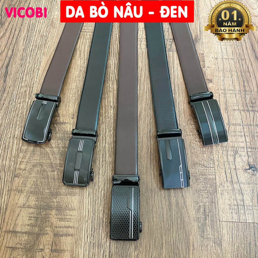 Thắt lưng nam da bò 2 mặt Vicobi TLD, dây lưng khóa tự động, dây nịt có kích thước 3,5cm, gia công tại Việt Nam