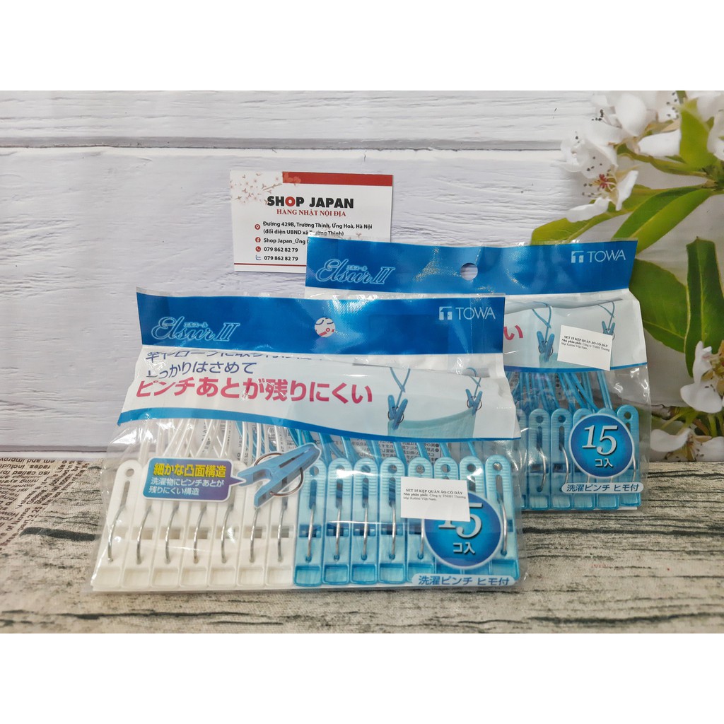 Set 15 kẹp quần áo có dây