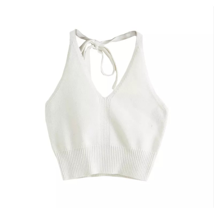 Áo hai dây dệt kim cổ chữ u gợi cảm màu kẹo phong cách retro hàn quốc | BigBuy360 - bigbuy360.vn