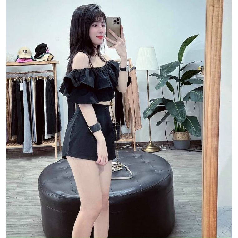 Áo bẹt vai BÈO &quot;pu ca&quot; croptop