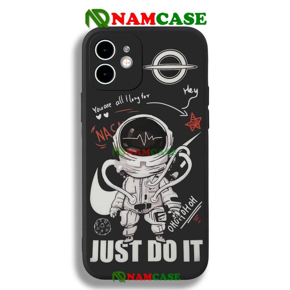 Ốp lưng iPhone Phi hành gia Nasa Cute cạnh viền vuông silicon mềm dẻo cho iphone 6/6s/7/8/X/XS/11/12/13 Pro Plus Max