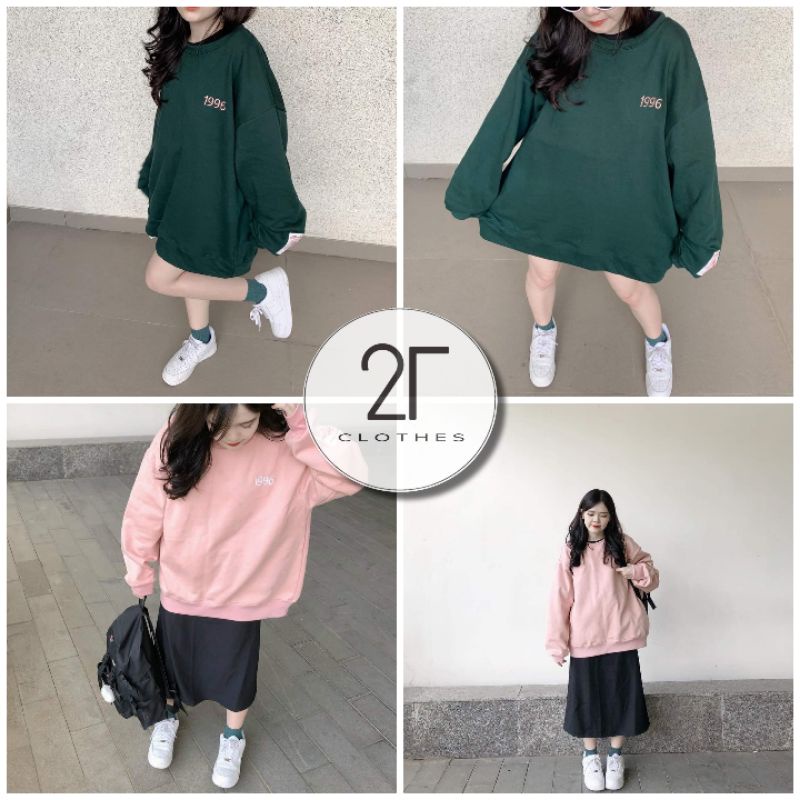 Áo Sweater Nỉ tay dài chữ thêu 1996 nam nữ unisex[ Ảnh thật ] 2t.clothes