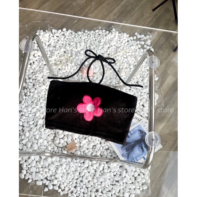 ÁO CROP LÔNG CỘT DÂY THÊU HOA CÓ MÚT NGỰC
