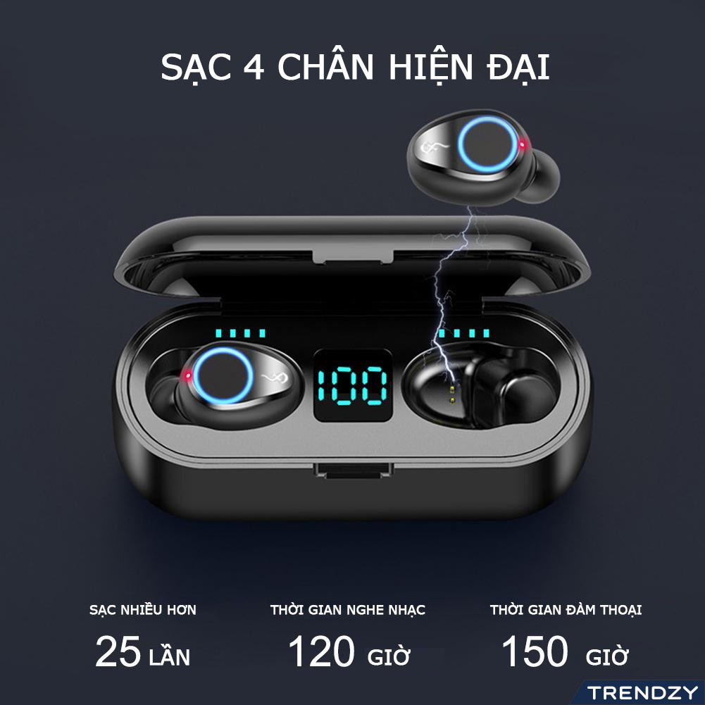 [BẢN QUỐC TẾ] Tai Nghe Bluetooth, Tai nghe không dây AMOI F9/F9 PRO TWS 5.0 9D, Cảm ứng chạm, Chống Nước, Chống Ồn