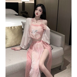 Cosplay trung hoa yếm thêu + choàng voan + váy quấn sexy