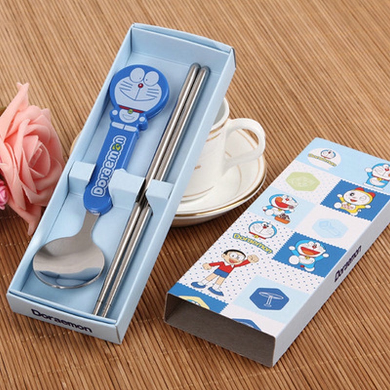 Set Thìa đũa inox Hoạt hình đáng yêu cho bé bền đẹp