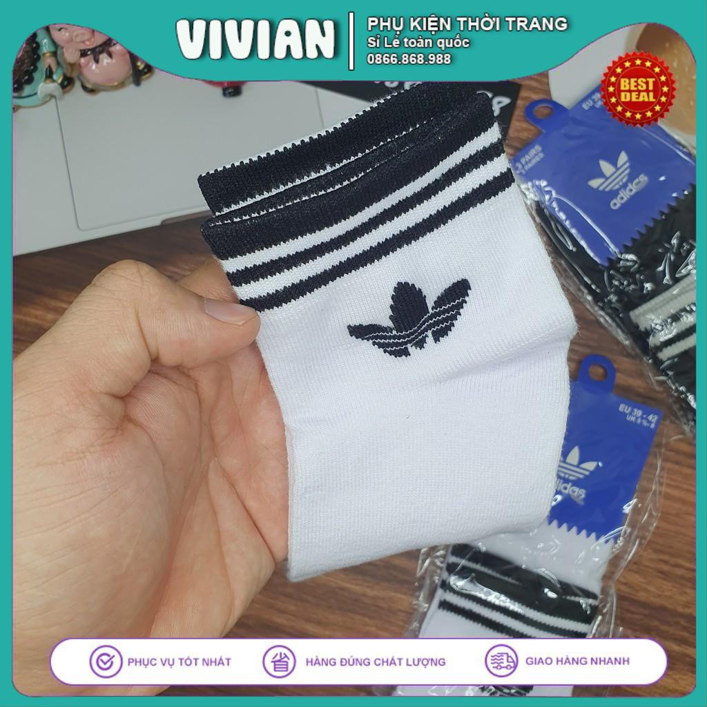 Vớ ADIDAS cổ ngắn 3 sọc [ Free ship ] Tất cổ ngắn nam nữ, Phong cách thể thao, chất liệu cotton kháng mùi hôi