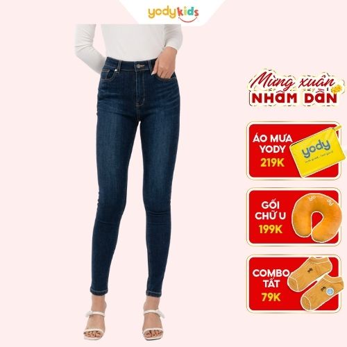 Quần jean lưng cao nữ Yody, baggy cạp cao, vải bò co giãn ống côn QJN3102