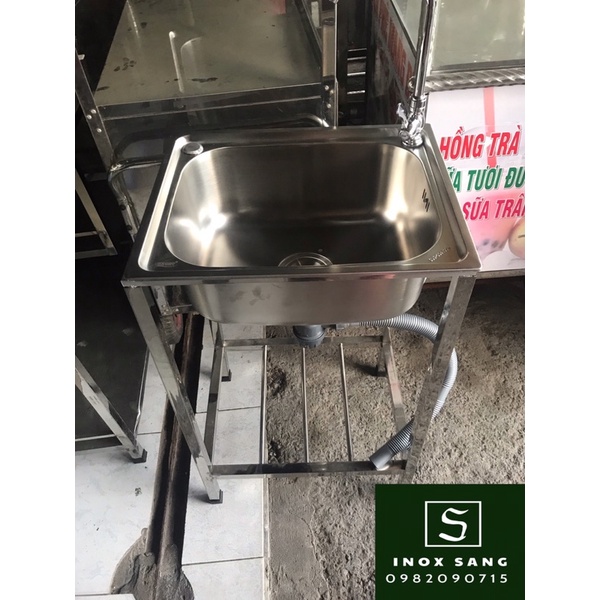 Chậu rửa chén inox 304 đơn có chân và đầy đủ phụ kiện