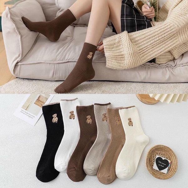 Set 5 đôi tất gấu nâu
