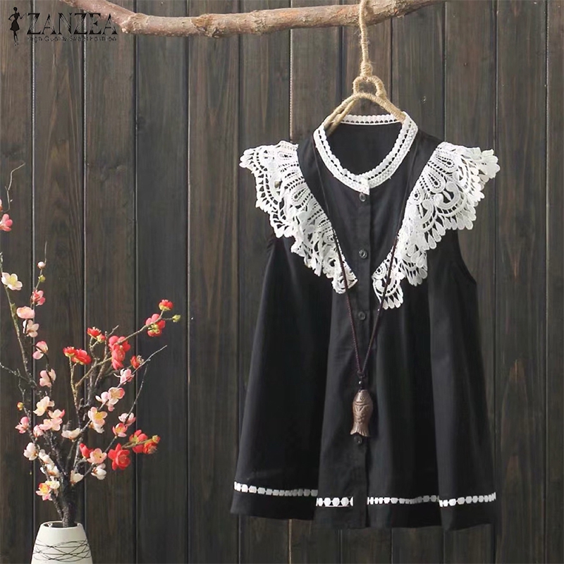 ZANZEA Áo Nữ Không Tay Phối Ren Thời Trang Quyến Rũ | BigBuy360 - bigbuy360.vn