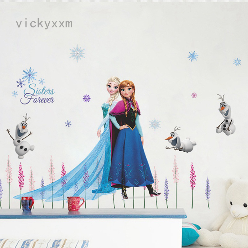 Decal Dán Tường Công Chúa Elsa Và Anna Trong Phim Hoạt Hình Vickyxxm