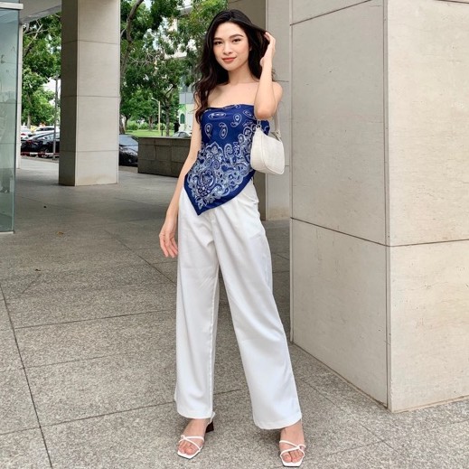 Quần culottes ống suông, quần tây lưng cao