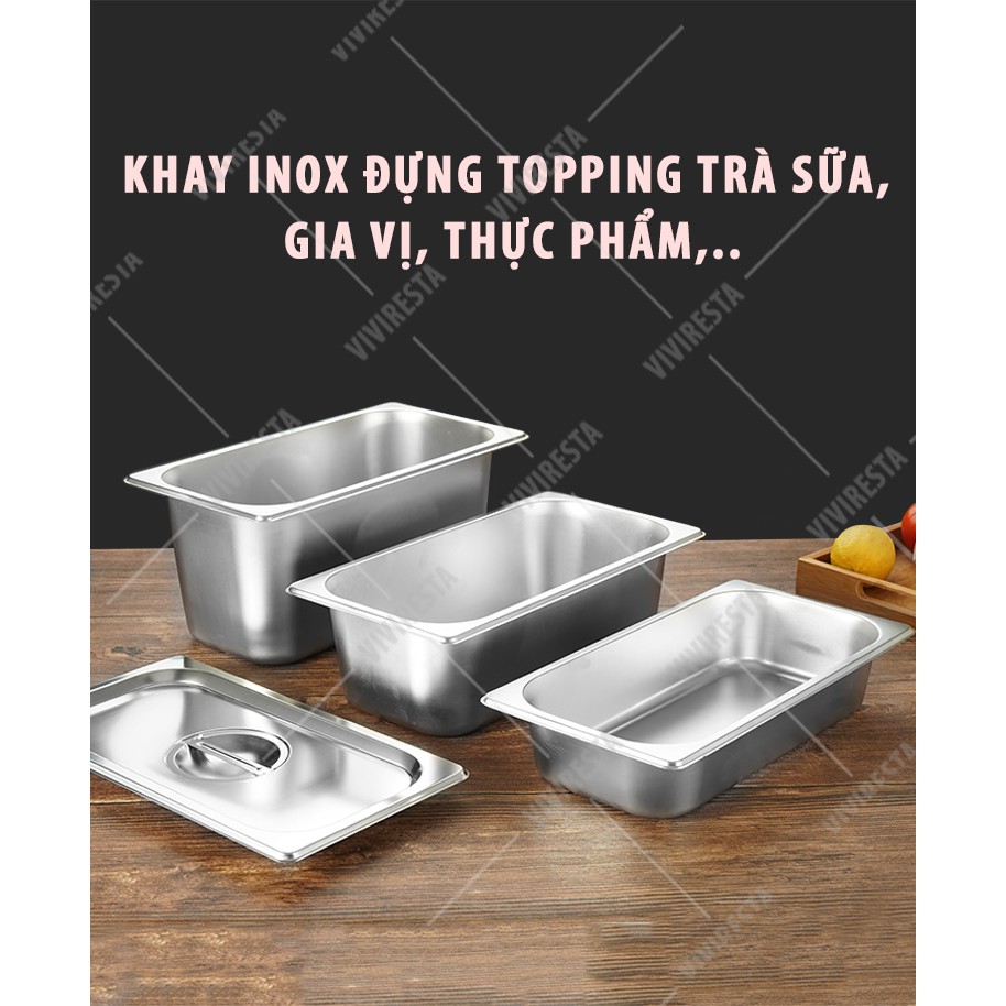 Khay inox đựng topping giá rẻ (GN 1/2)